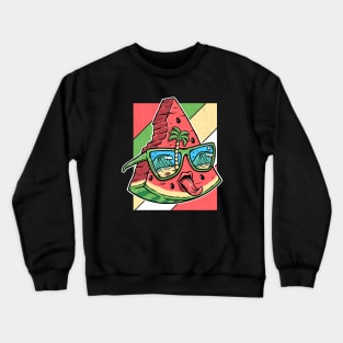 Summertime Watermelon Slice Cartoon Crewneck Sweatshirt